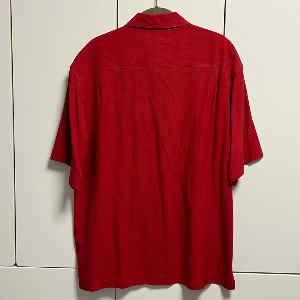 Johnston & Murphy 100% Silk Red Casual Button Down Shirt - Picture 8 of 8